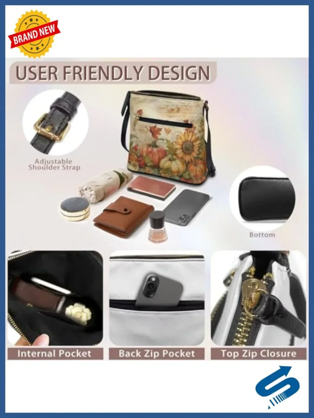 Waterproof PU Leather Hobo Crossbody Bag Anti-Theft Shoulder Bag